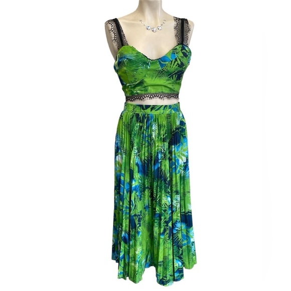Tropical 2pc Skirt & Top w Lace Trim - Picture 1 of 4
